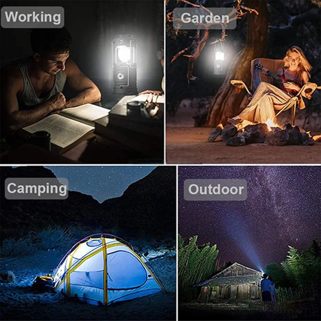 âPortable Outdoor LED Camping Lantern With Fan Solar Charge Rechargeable Light | Shopee Brasil