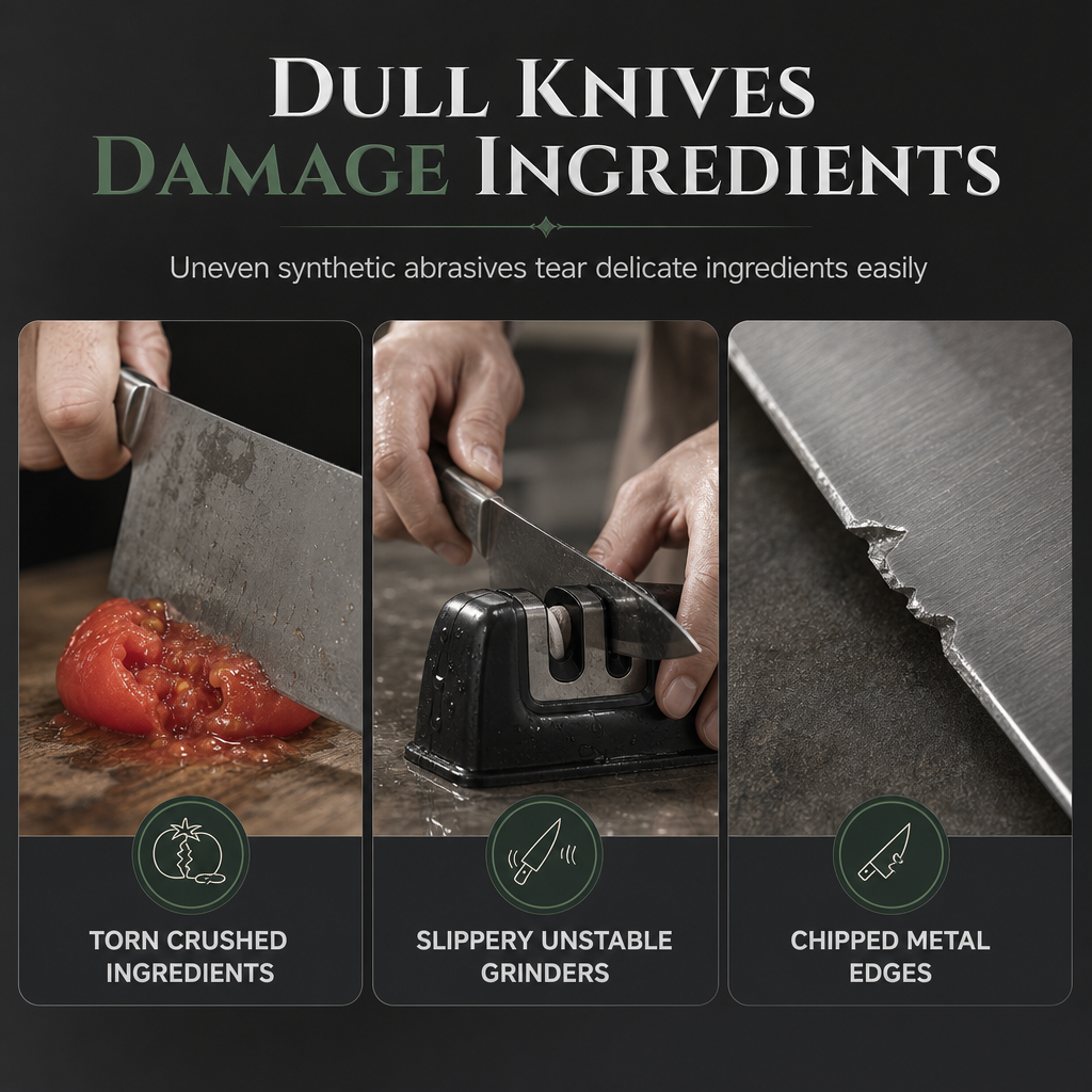 Knife sharpening for cleaner kitchen cutting