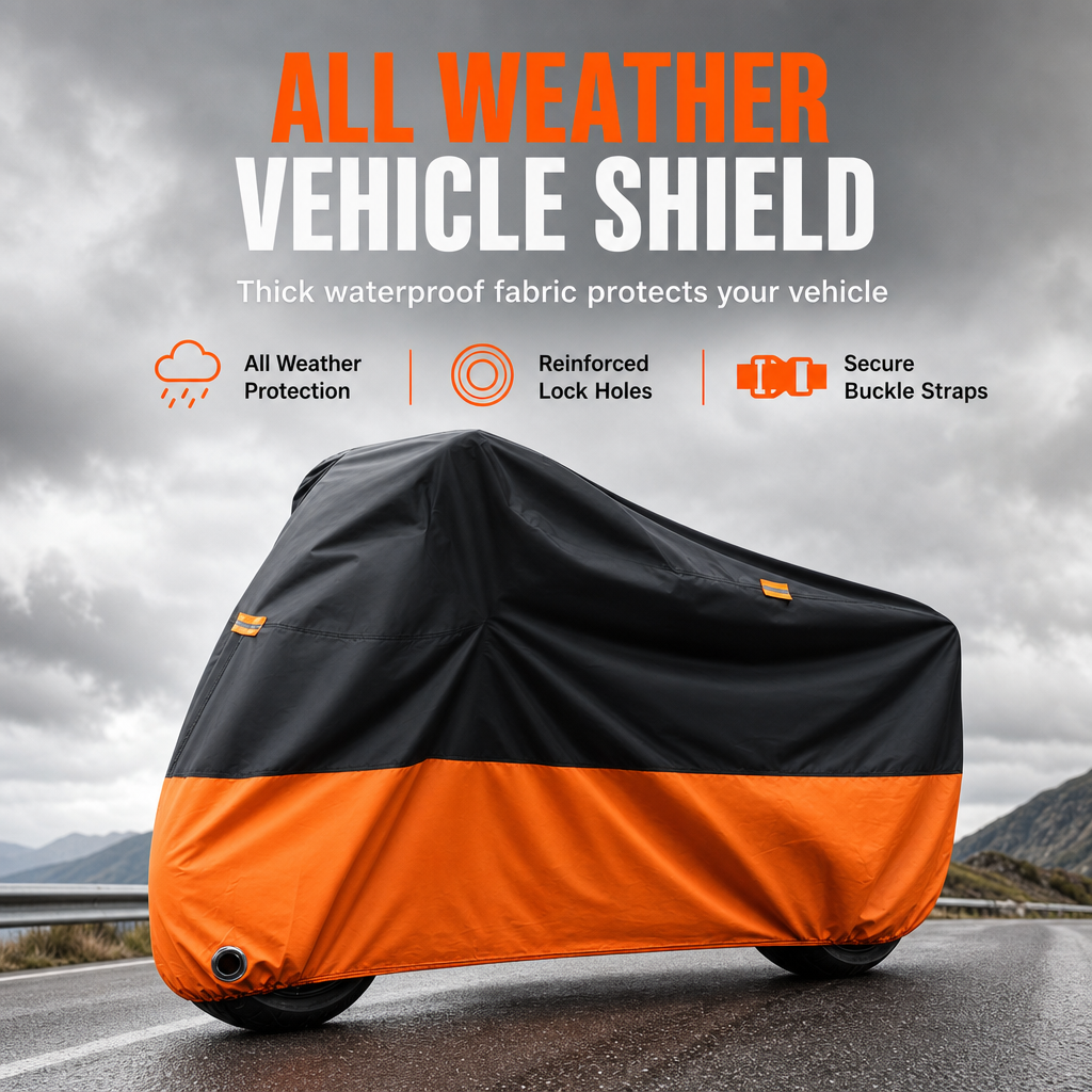 Waterproof motorcycle cover with lock holes